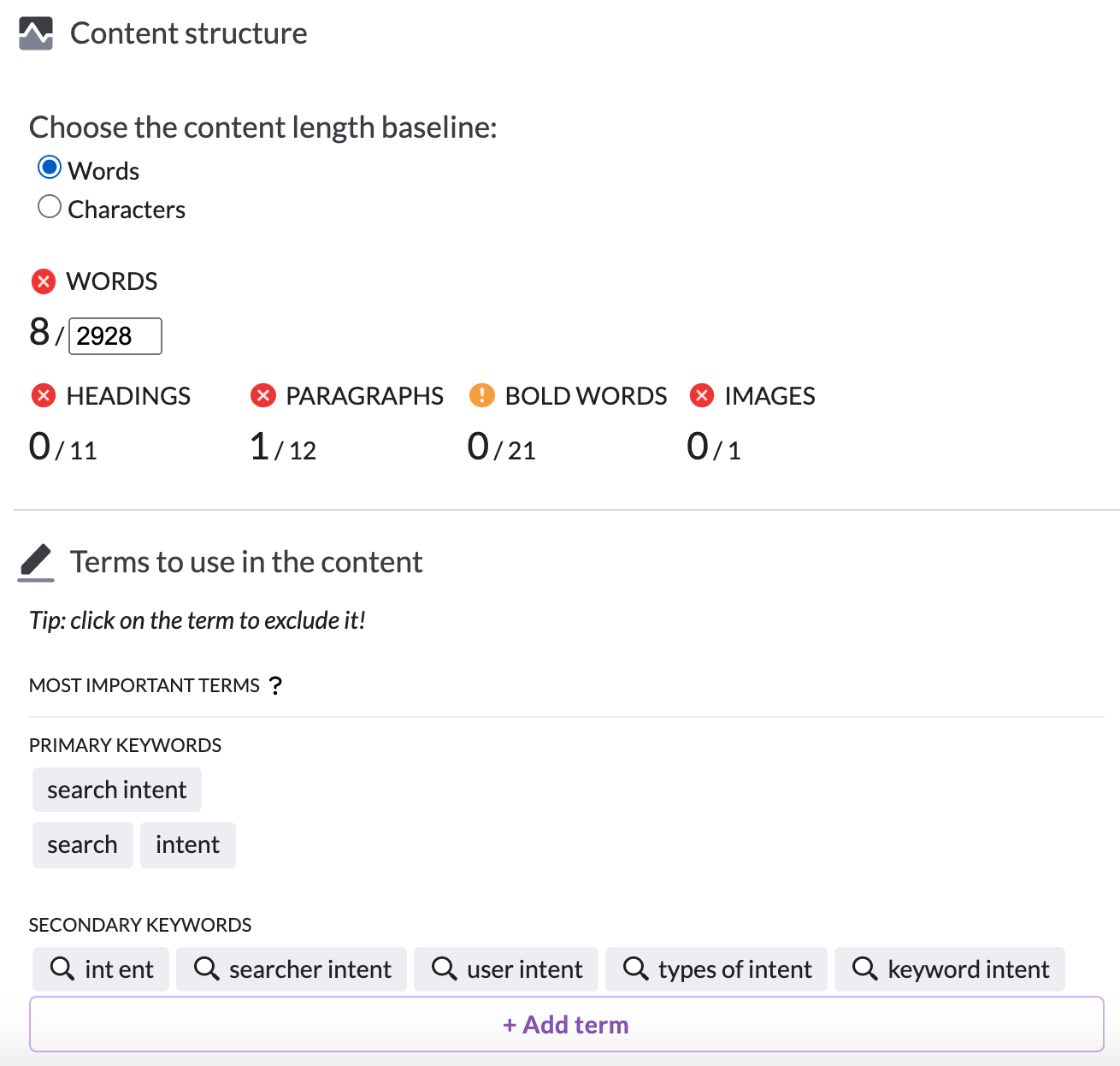 content structure guidelines in surfer content editor