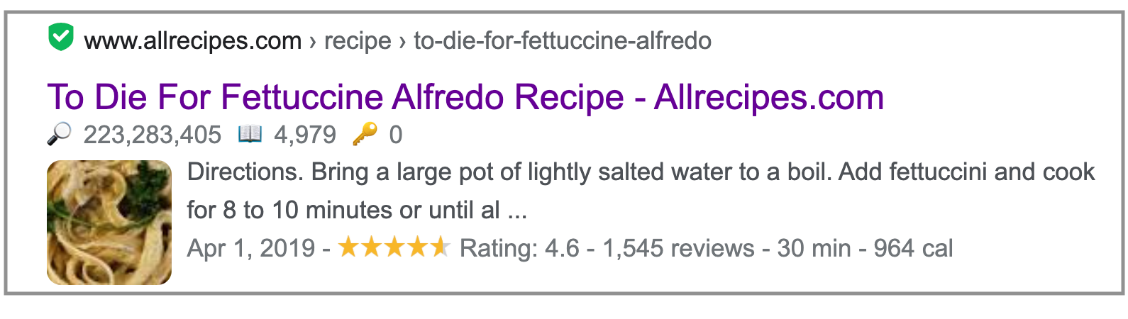 rich snippet in SERP