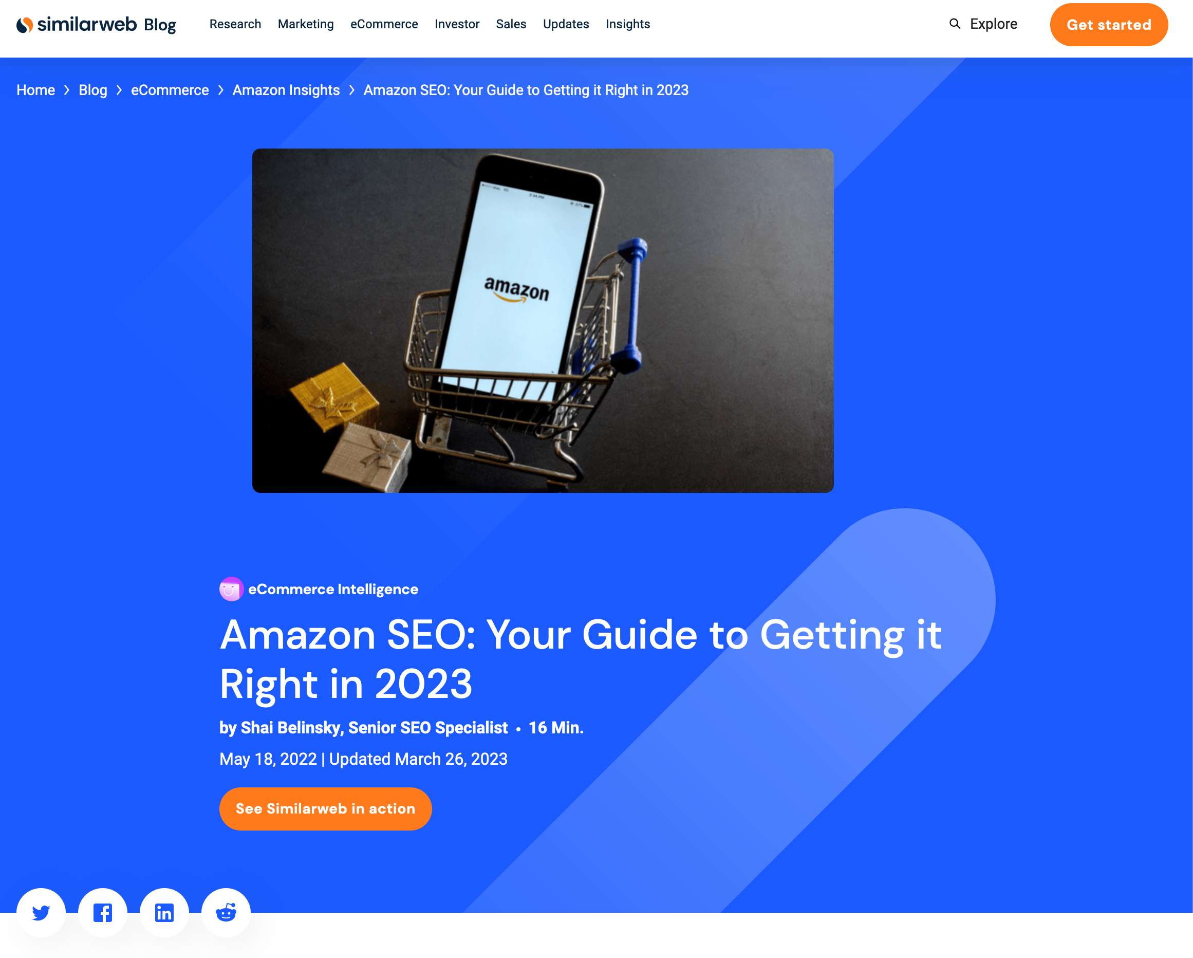 Similarweb's Amazon SEO guide pillar page example.