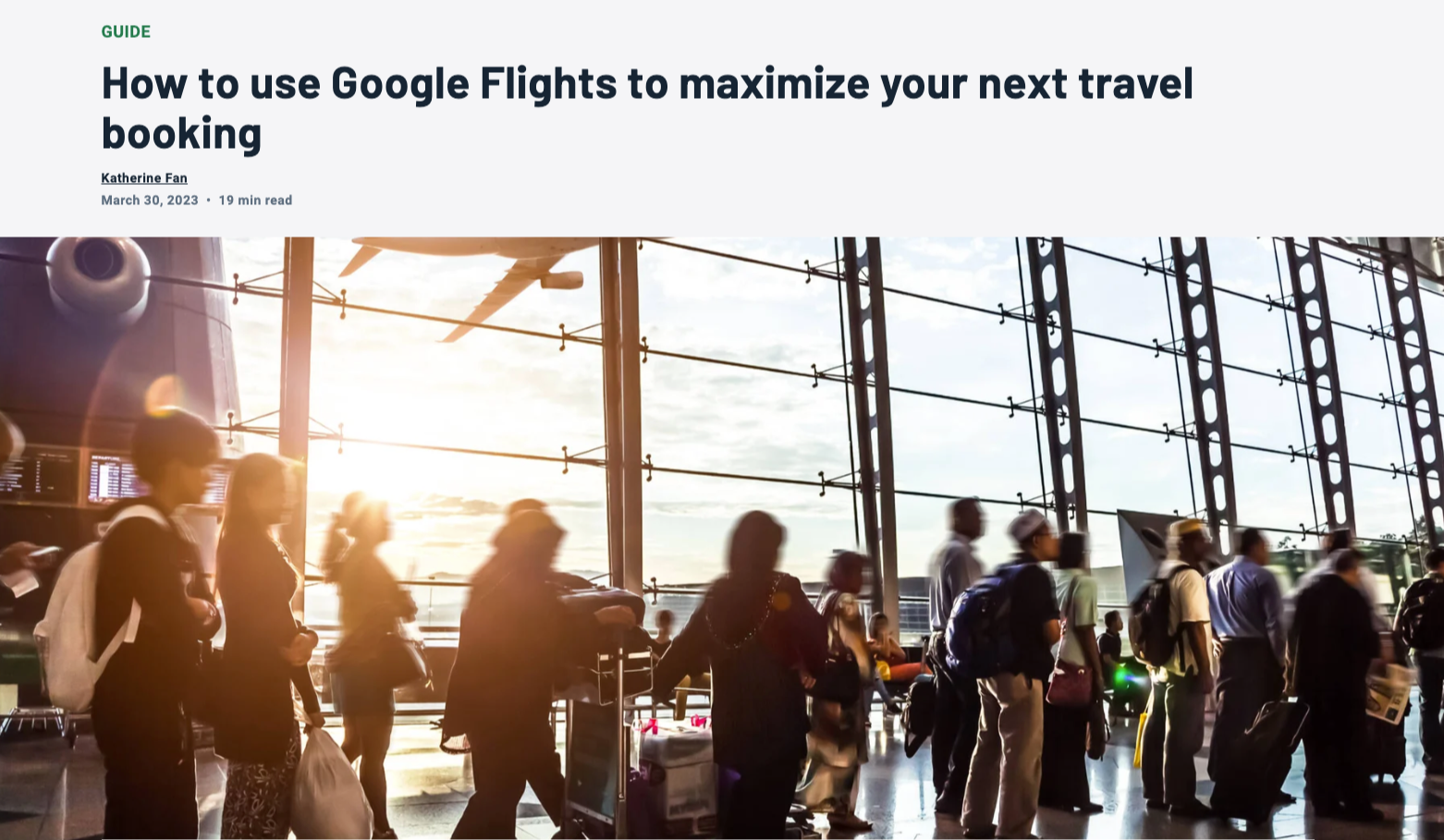 the headline for the points guy's flight guide blog about google flights